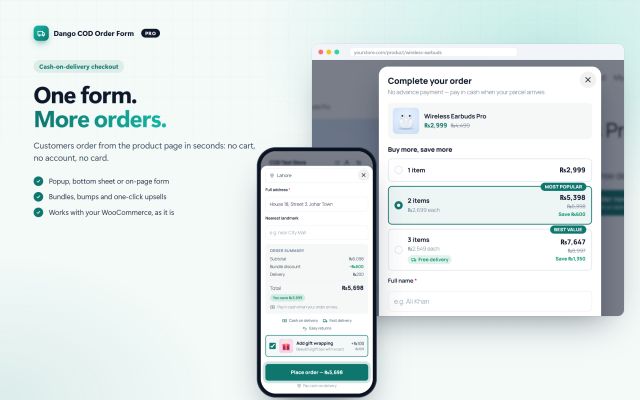 One form, more orders: popup, bottom sheet or on the page