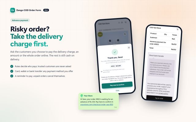Advance payment: risky orders pay the delivery charge first
