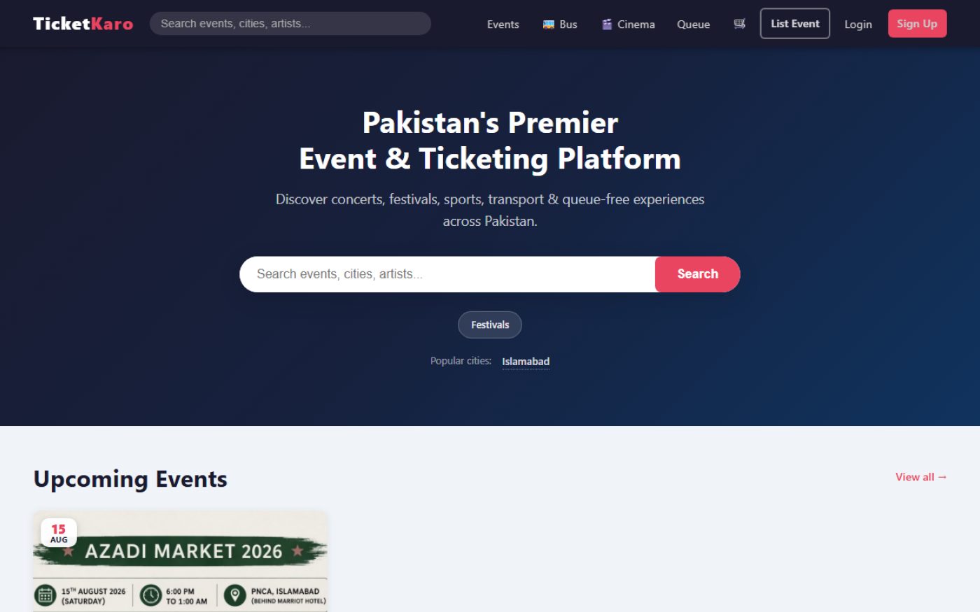 TicketKaro event ticketing platform dashboard